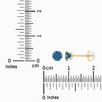 Limited Quantities! Blue Cubic Zirconia 14K Gold 4mm Round Stud Earrings