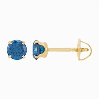 Limited Quantities! Blue Cubic Zirconia 14K Gold 4mm Round Stud Earrings