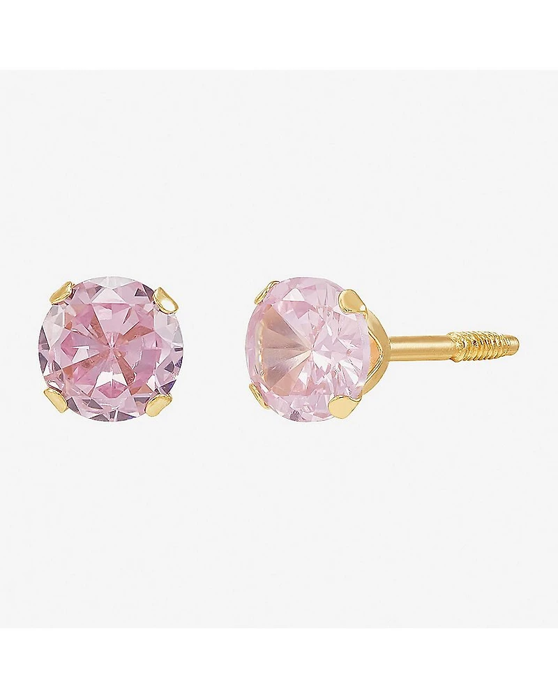 Limited Quantities! Cubic Zirconia 14K Gold 4mm Round Stud Earrings