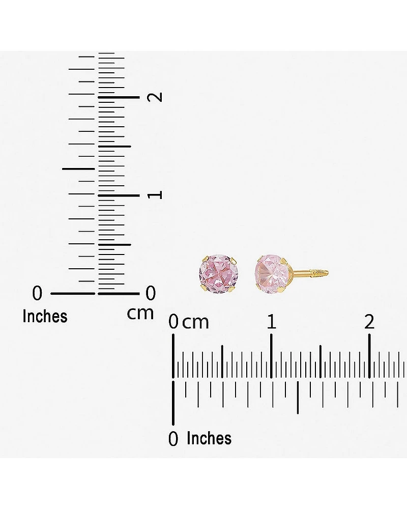 Limited Quantities! Cubic Zirconia 14K Gold 4mm Round Stud Earrings