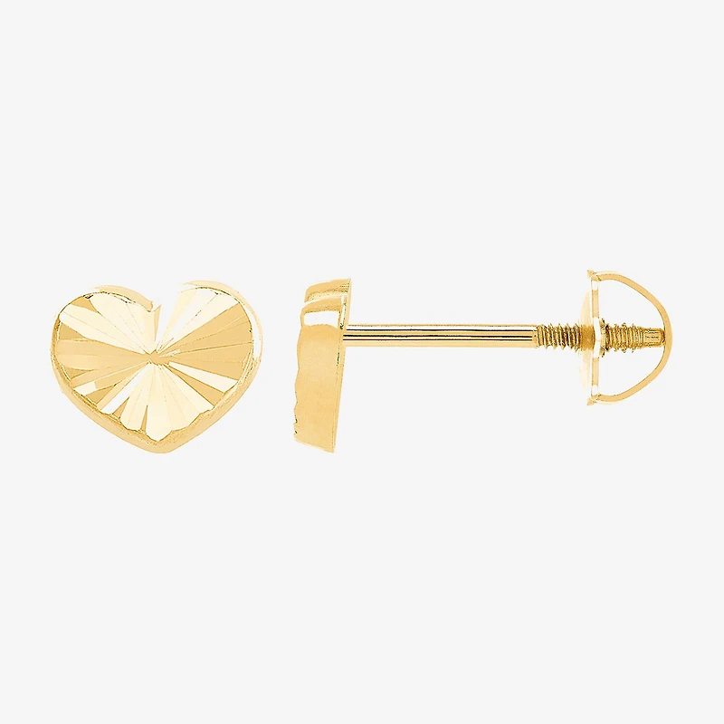 Limited Quantities! 14K Gold 6mm Heart Stud Earrings