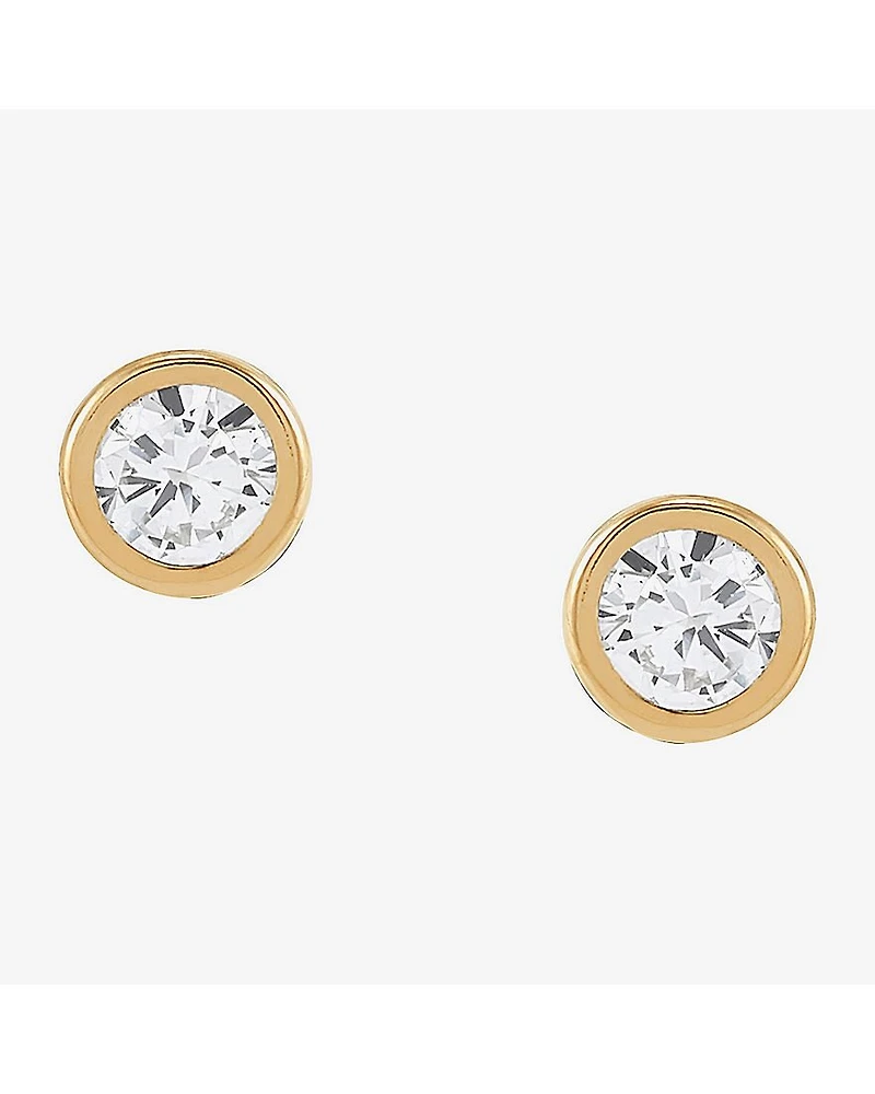 Limited Quantities! White Cubic Zirconia 14K Gold 4.6mm Round Stud Earrings