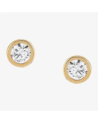 Limited Quantities! White Cubic Zirconia 14K Gold 4.6mm Round Stud Earrings