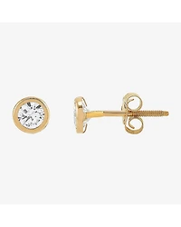 Limited Quantities! White Cubic Zirconia 14K Gold 4.6mm Round Stud Earrings