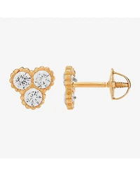 Limited Quantities! White Cubic Zirconia 14K Gold 5.3mm Stud Earrings