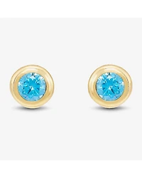 Limited Quantities! Blue Cubic Zirconia 14K Gold 4.5mm Round Stud Earrings