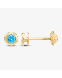 Limited Quantities! Blue Cubic Zirconia 14K Gold 4.5mm Round Stud Earrings