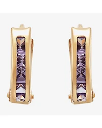 Limited Quantities! Girls Purple Cubic Zirconia 14K Gold 9.5mm Hoop Earrings