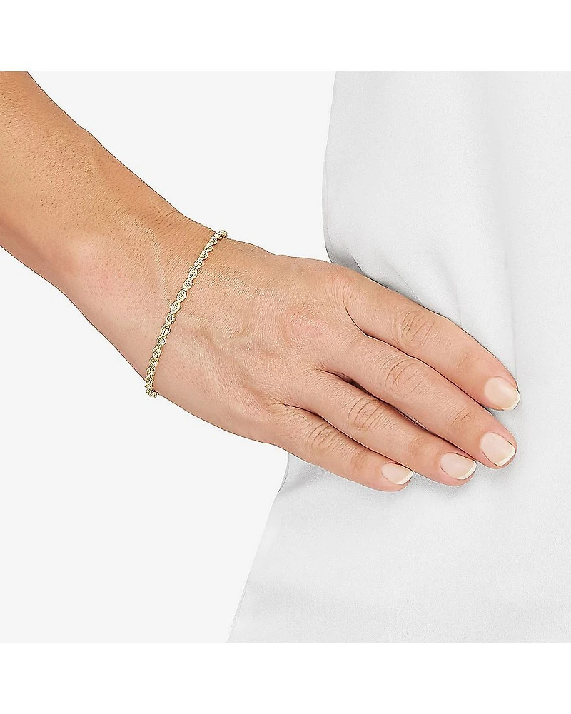 Limited Quantities! Womens 14K Gold 7.5 Inch Solid Rope Chain Bracelet