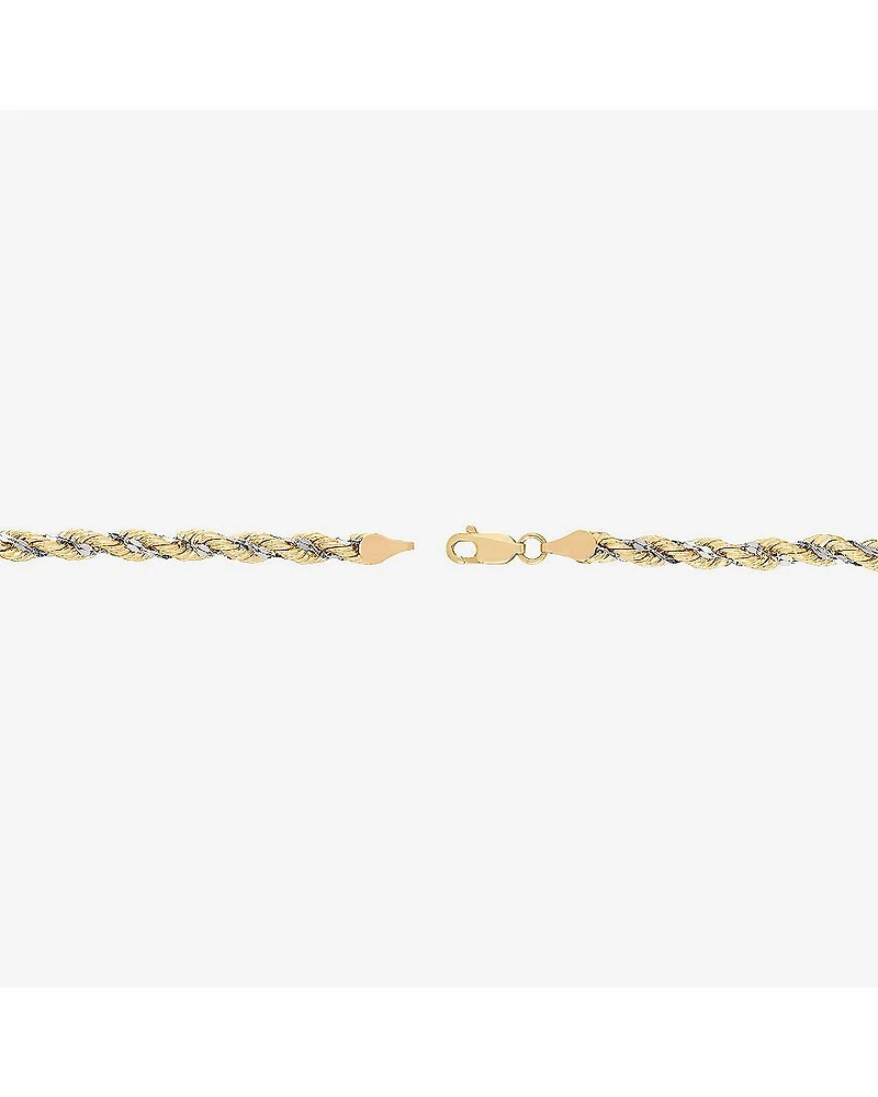 Limited Quantities! Womens 10K Gold 7.5 Inch Hollow Rope Chain Bracelet