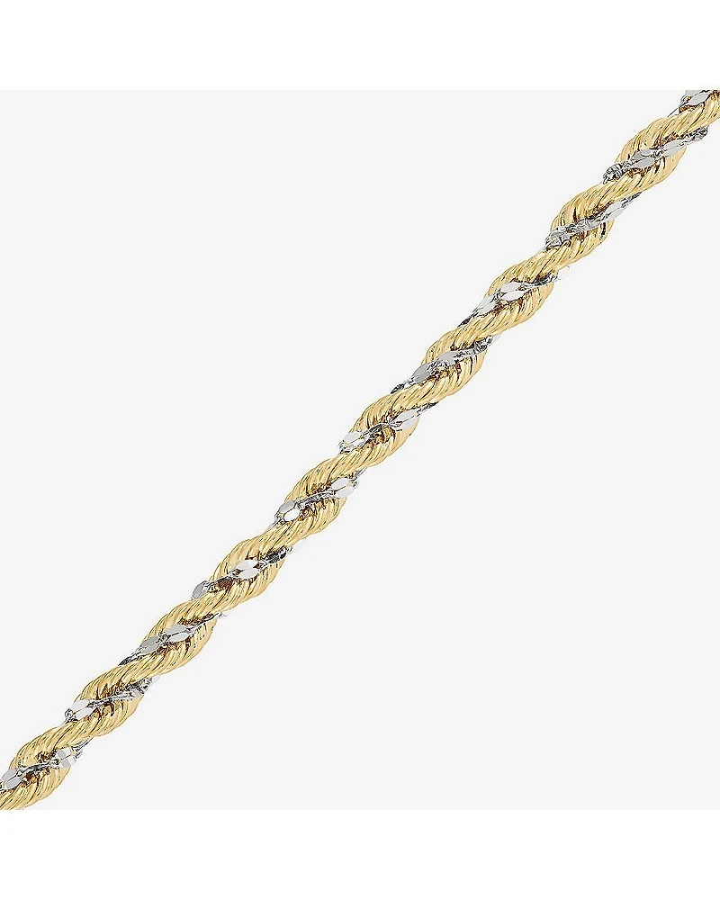 Limited Quantities! Womens 10K Gold 7.5 Inch Hollow Rope Chain Bracelet