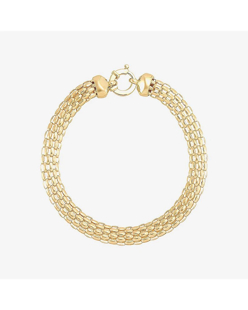 Limited Quantities! Womens 10K Gold 7.25 Inch Hollow Popcorn Chain Bracelet
