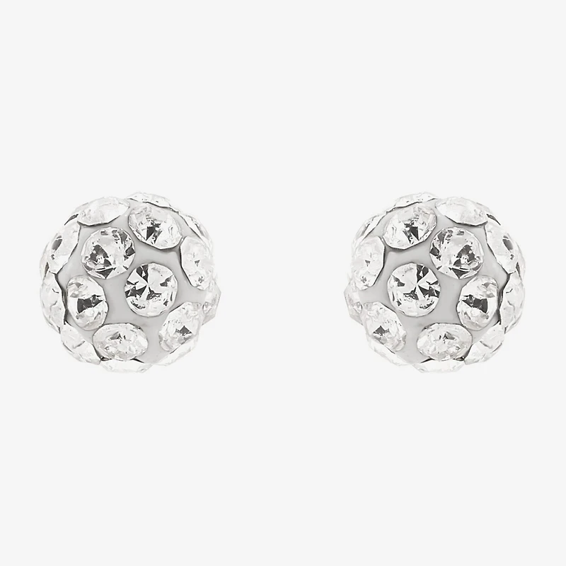 Limited Quantities! White Crystal 14K Gold 3.8mm Ball Stud Earrings