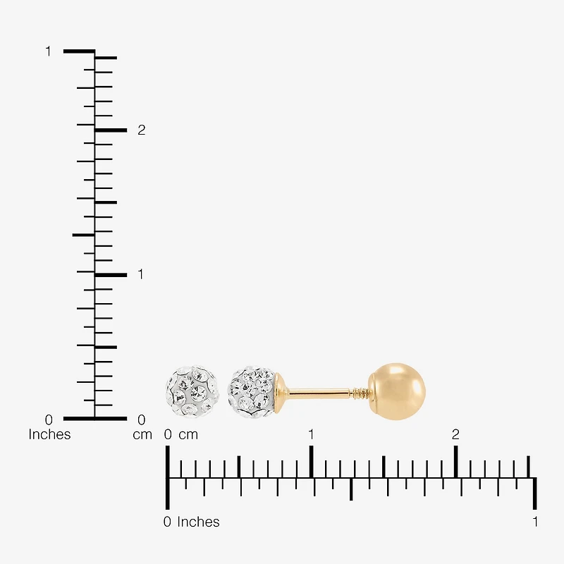 Limited Quantities! White Crystal 14K Gold 3.8mm Ball Stud Earrings