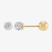 Limited Quantities! White Crystal 14K Gold 3.8mm Ball Stud Earrings