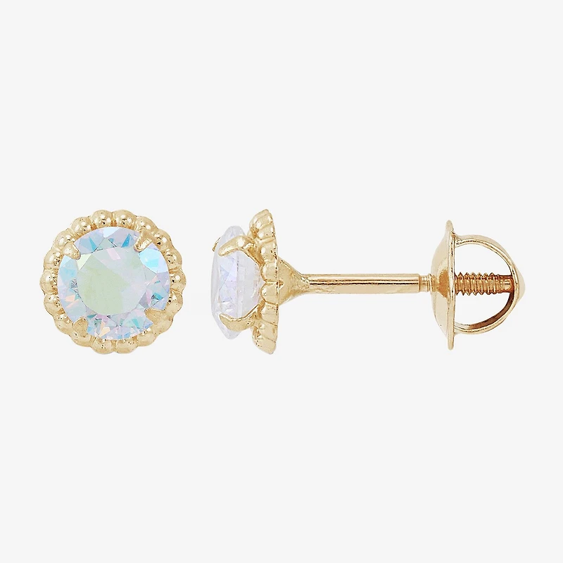 Limited Quantities! White Cubic Zirconia 14K Gold 6mm Stud Earrings