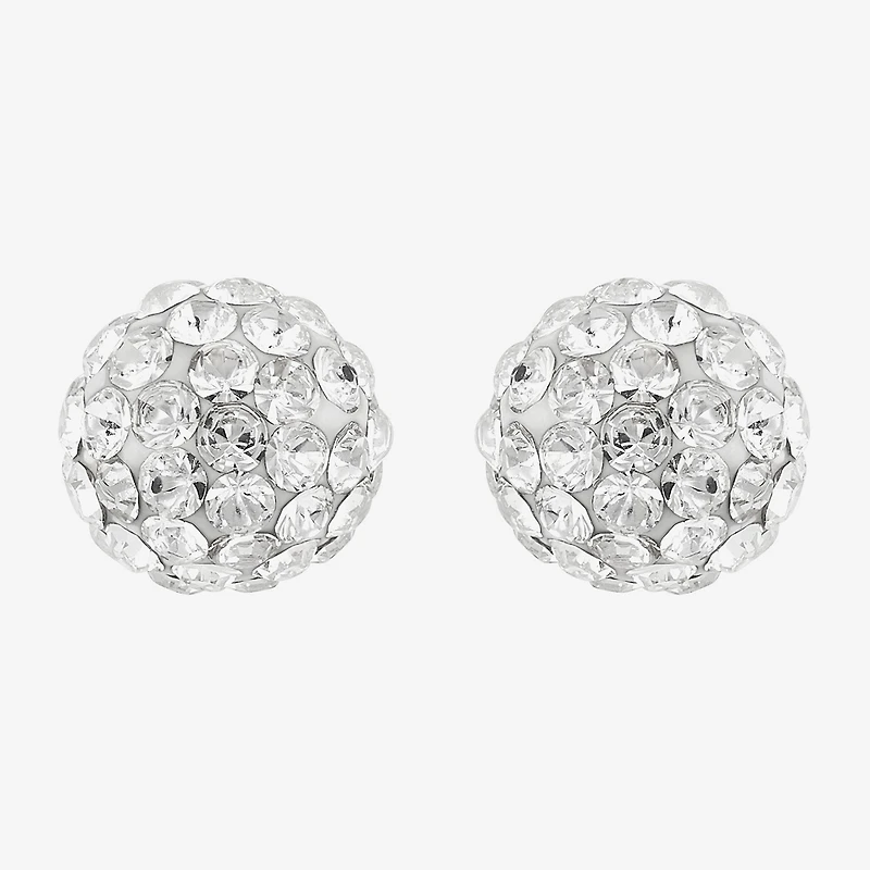 Limited Quantities! White Crystal 14K Gold 6.8mm Ball Stud Earrings