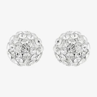 Limited Quantities! White Crystal 14K Gold 6.8mm Ball Stud Earrings