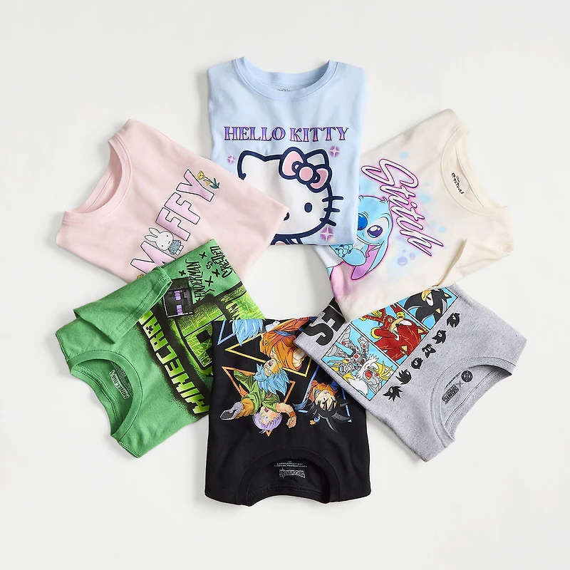 Little & Big Kid Girls Crew Neck Short Sleeve Regular Fit Hello Kitty Graphic T-Shirt