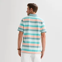 St. John's Bay Essential Striped Oxford Mens Slim Fit Short Sleeve Polo Shirt