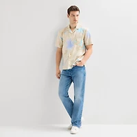 mutual weave Mens Short Sleeve Camp Shirt
