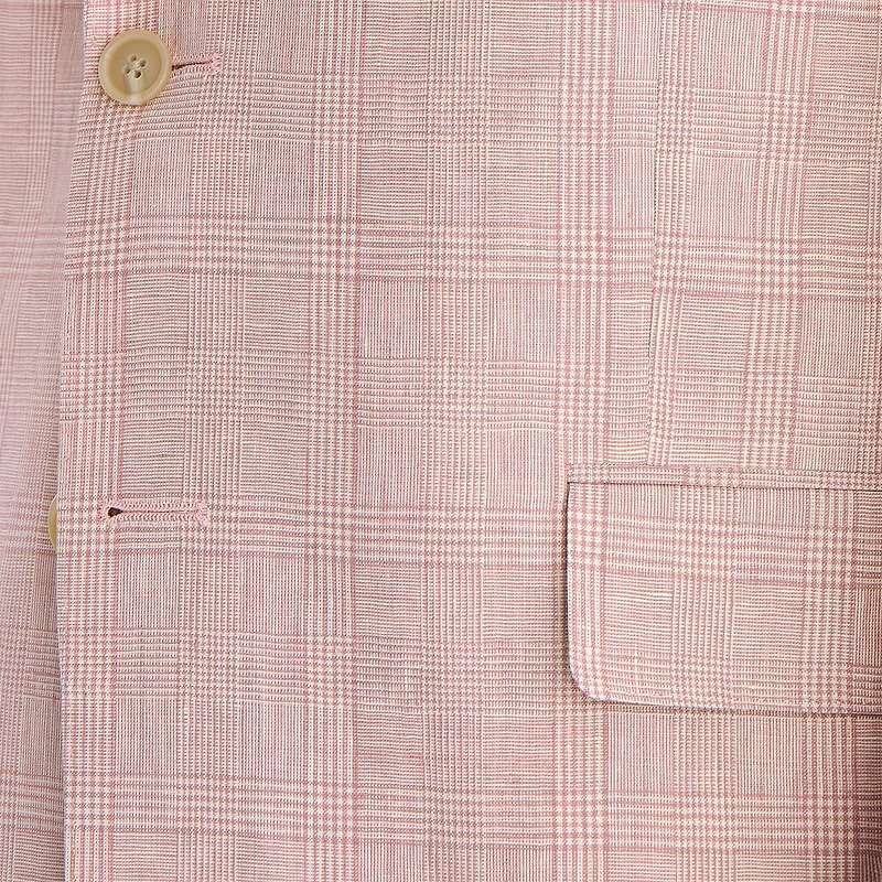 Stafford Linen Cotton Blend Mens Plaid Classic Fit Sport Coat