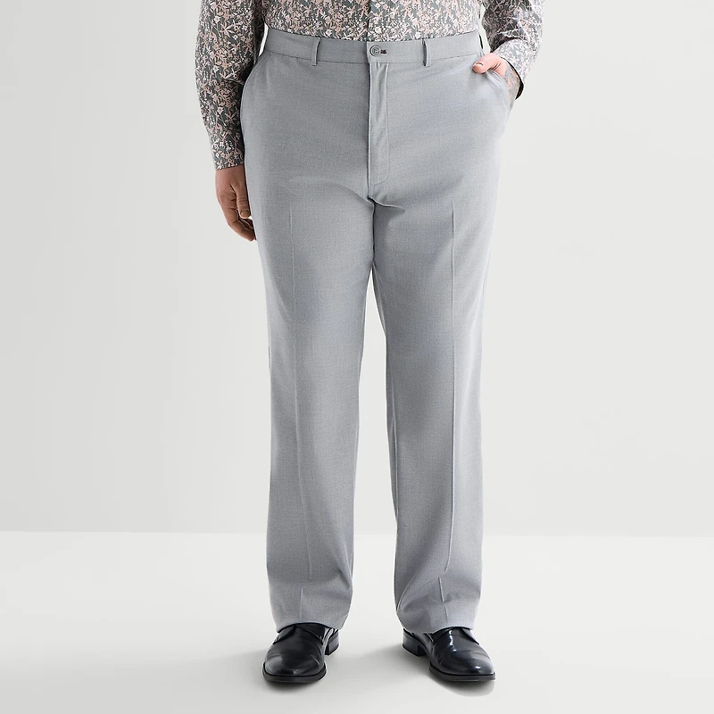 J. Ferrar Heather Twill Mens Straight Fit Big and Tall Dress Flat Front Pant