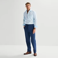 Stafford Tonal Stripe Chambray Mens Long Sleeve Regular Fit Button-Down Shirt