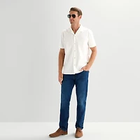 Stafford Diamond Texture Mens Short Sleeve Regular Fit Button-Down Shirt