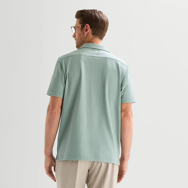 Stafford Diamond Texture Mens Short Sleeve Regular Fit Button-Down Shirt