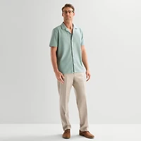 Stafford Diamond Texture Mens Short Sleeve Regular Fit Button-Down Shirt