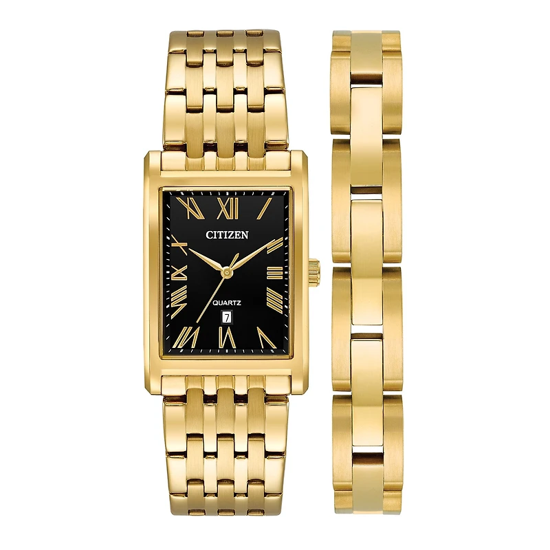 Citizen Mens Gold Tone Stainless Steel Watch Boxed Set Bh3002-62e