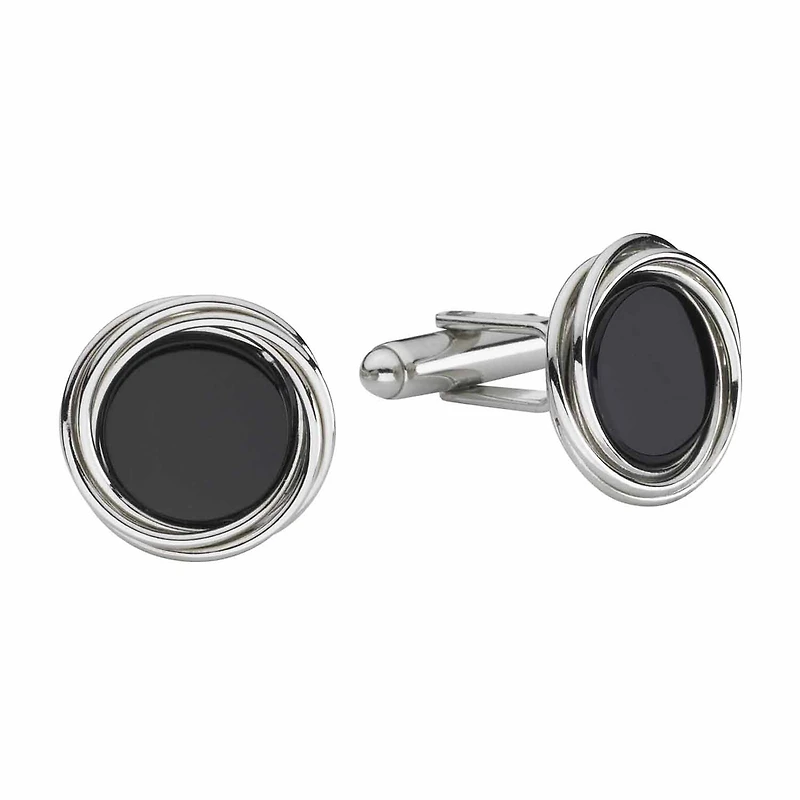 Love Knot Onyx Stone Cuff Links