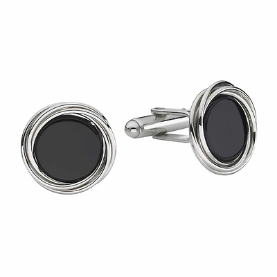 Love Knot Onyx Stone Cuff Links