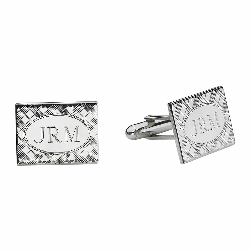 Personalized Plaid Pattern Cufflinks