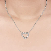 (H-I / I1) Womens 1/4 CT. T.W. Lab Grown White Diamond 10K Gold Heart 18 Inch Pendant Necklace