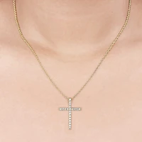 H-I / I1) Womens 1/ CT. T.W. Lab Grown White Diamond 10K Gold Cross 18 Inch Pendant Necklace
