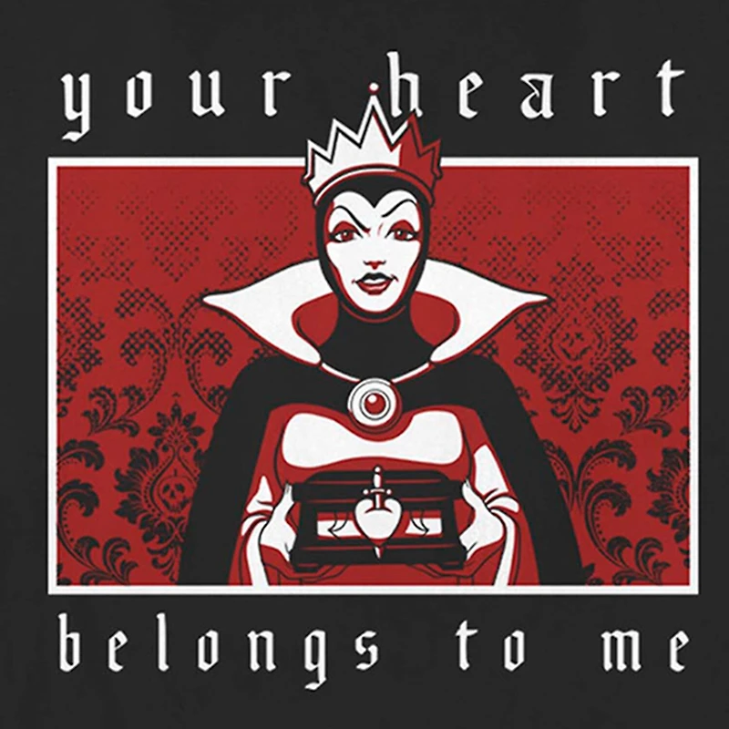 Disney Villians Your Heart Belongs To Me Tee Womens Juniors Crew Neck Short Sleeve Regular Fit Evil Queen Snow White Graphic T-Shirt