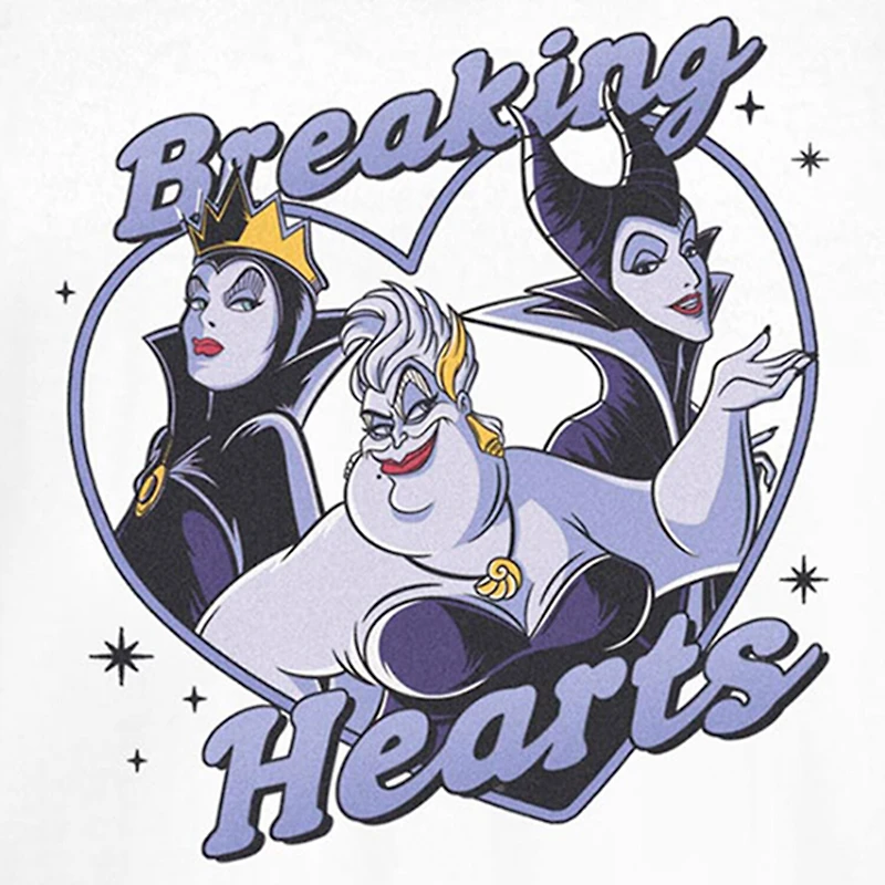 Disney Villians Breaking Hearts Tee Womens Juniors Crew Neck Short Sleeve Regular Fit Graphic T-Shirt