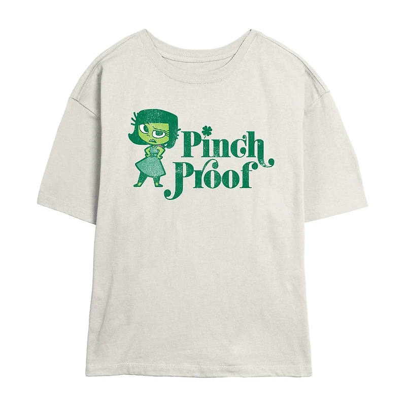 Envy Pinch Proof Tee Womens Juniors Crew Neck Short Sleeve Regular Fit Inside Out Graphic T-Shirt