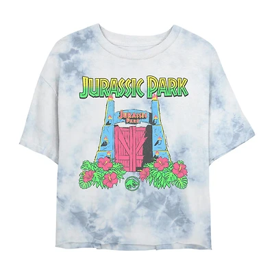 Jurassic Park Cropped Tee Womens Juniors Crew Neck Short Sleeve Regular Fit Graphic T-Shirt