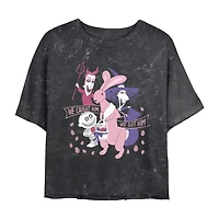 Tim Burton'S Caught Him Easter Bunny Cropped Tee Womens Juniors Crew Neck Short Sleeve Regular Fit Nightmare Before Christmas Graphic T-Shirt