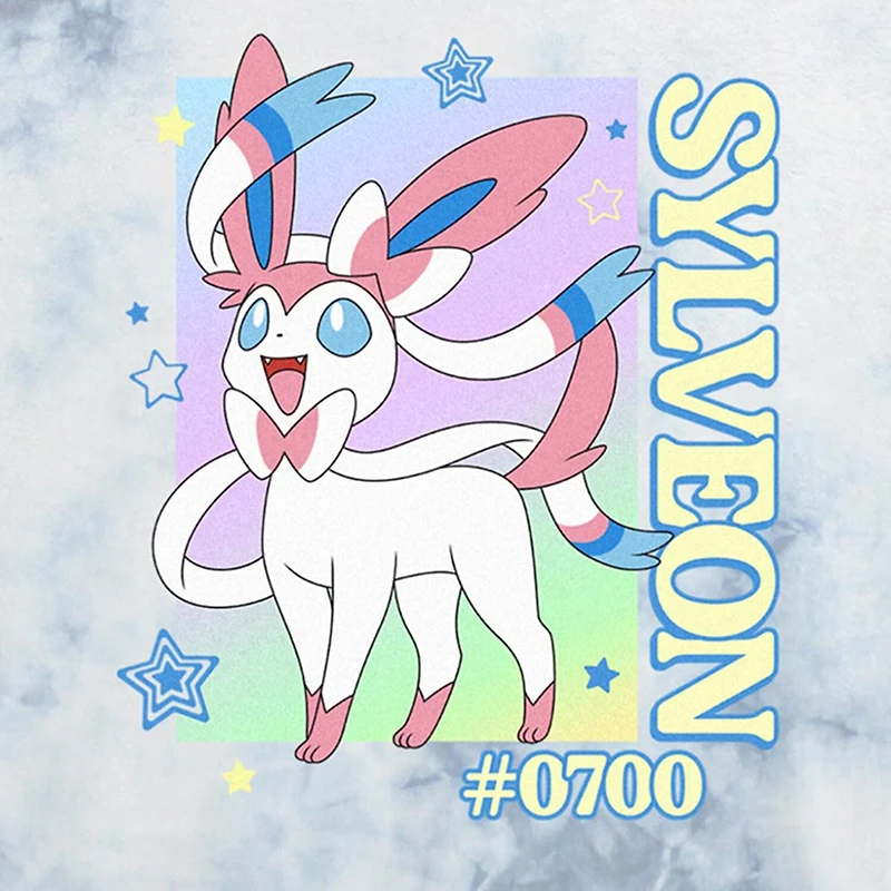 Pokemon Sylveon Cropped Tee Womens Juniors Crew Neck Short Sleeve Regular Fit Graphic T-Shirt