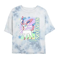 Pokemon Sylveon Cropped Tee Womens Juniors Crew Neck Short Sleeve Regular Fit Graphic T-Shirt