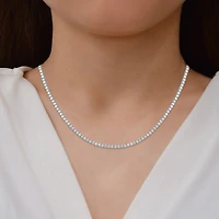 (F / Si1) Womens White Diamond 10K Gold 16 Inch Tennis Necklace