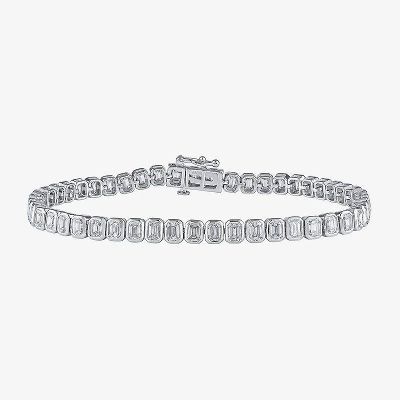 (F / Si1) Womens 5 CT. T.W. Lab Grown White Diamond 10K Gold 7 Inch Tennis Bracelet