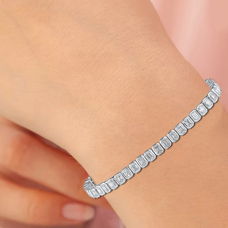 (F / Si1) Womens 5 CT. T.W. Lab Grown White Diamond 10K Gold 7 Inch Tennis Bracelet