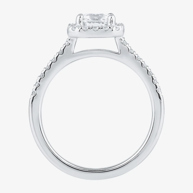 (G / I1) Womens 2 1/2 CT. T.W. Lab Grown White Diamond 10K Gold Halo Engagement Ring