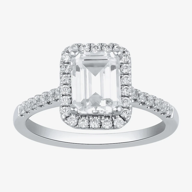(G / I1) Womens 2 1/2 CT. T.W. Lab Grown White Diamond 10K Gold Halo Engagement Ring