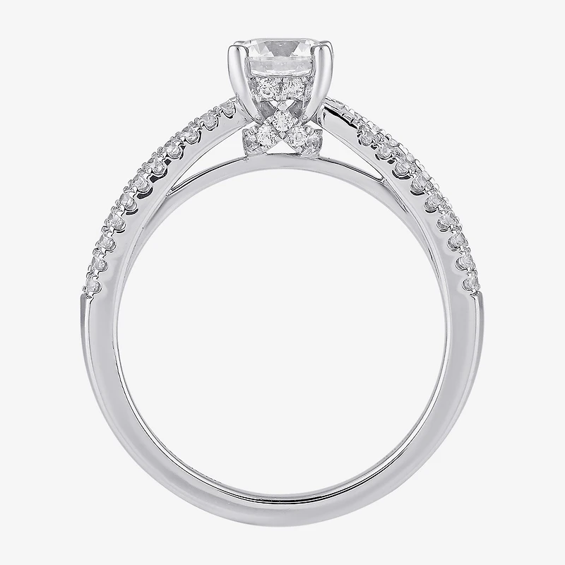 (G / I1) Womens 1 CT. T.W. Lab Grown White Diamond 14K Gold Round Engagement Ring